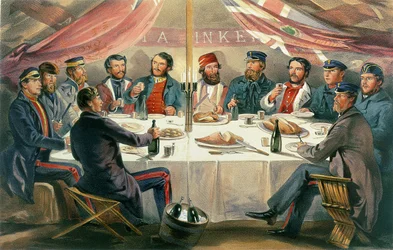 Una Cena di Natale sulle Alture prima di Sebastopoli, inciso da J.A. Vinter, pub. 1855